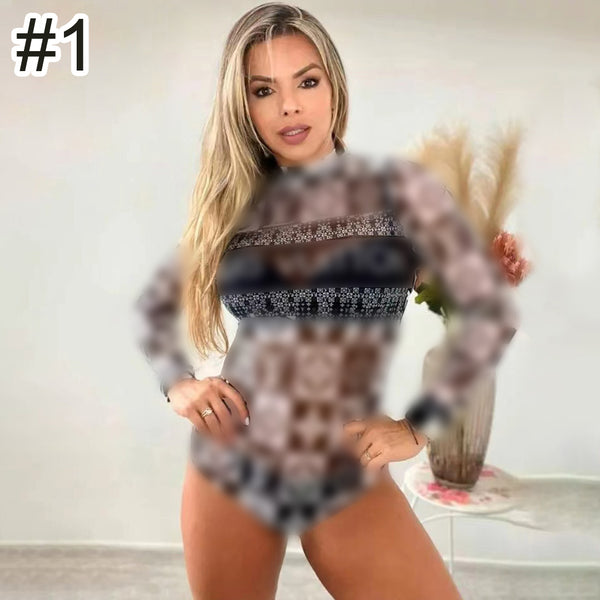 Printed Zipper One-piece Top