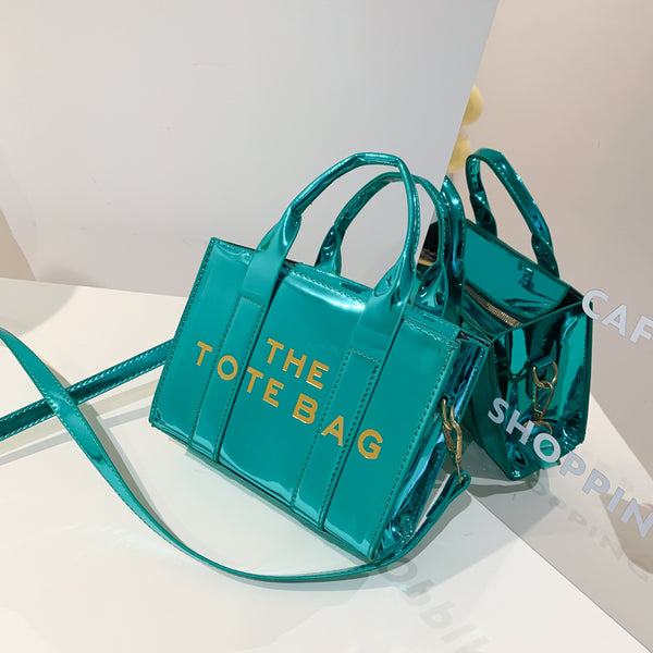 Shiny leather tote bag