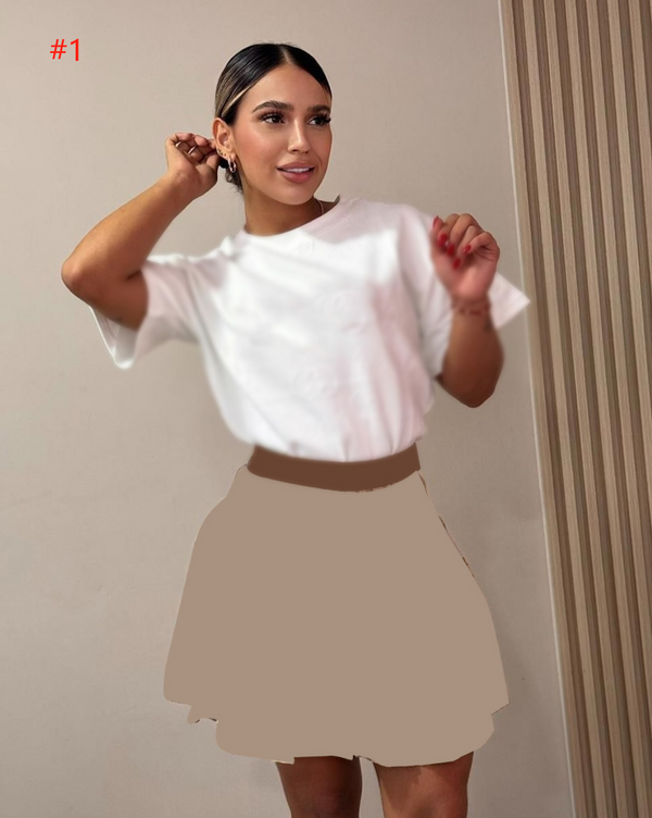 Short-sleeved + Short Skirt Two-piece Set