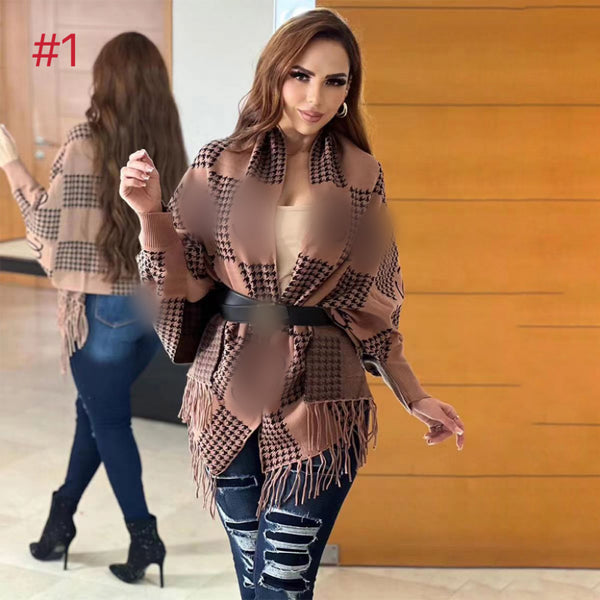 Cape Fringed Cardigan Coat