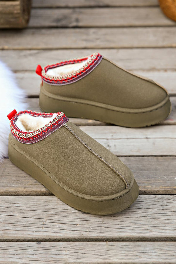 Contrast Suede Plush Snow Boots
