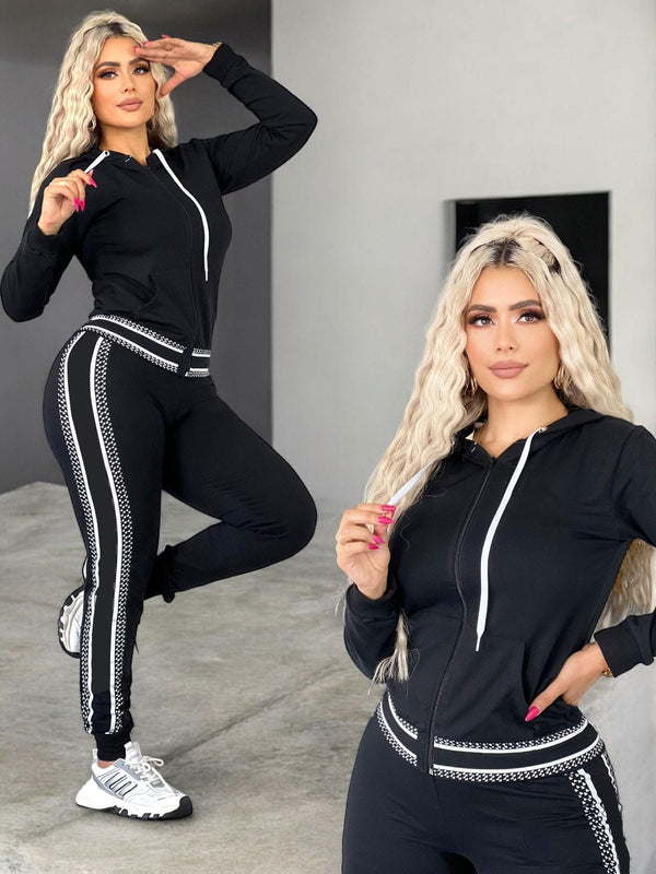 Hooded Embroidered Two-piece Set