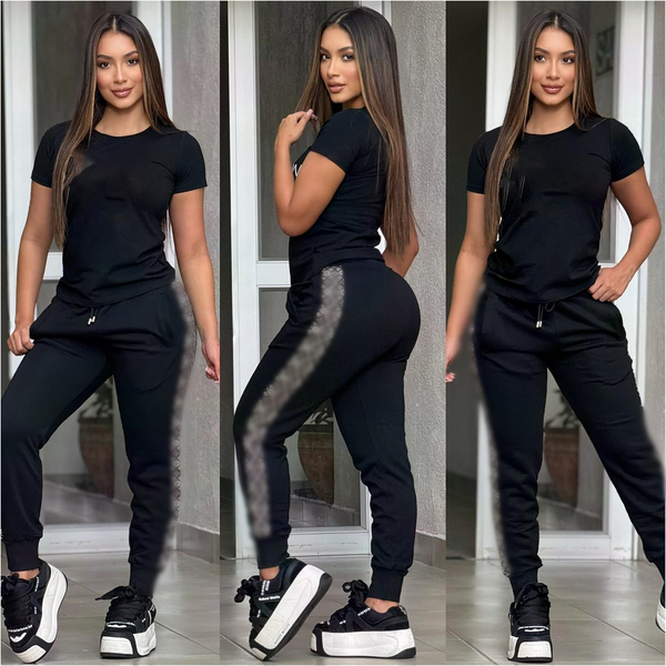 Embroidery Fashion Casual Short-sleeved Suit