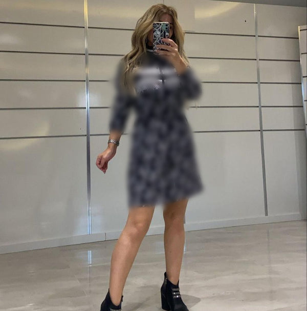 Printed Zipper Waist Dress