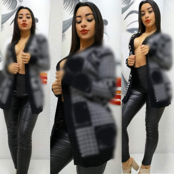 Paneled Color Knitted Cardigan