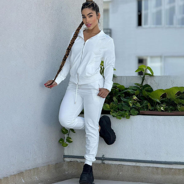 C-Embroidery Thread Long Sleeve Pants Set