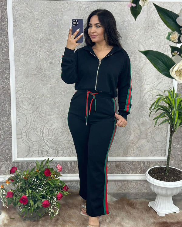 Long Sleeve Zip-Up Sport Hooded Suit