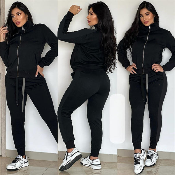 Embossed Sports Zip-up Suit