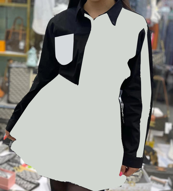 Pocket Shirt Top + Short Pleated Skirt