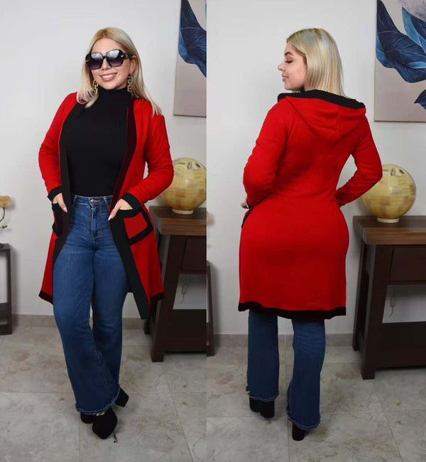 Knitted Hooded Cardigan