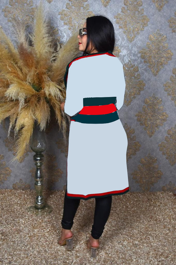 Fashion Printed Hooded Long Cardigan