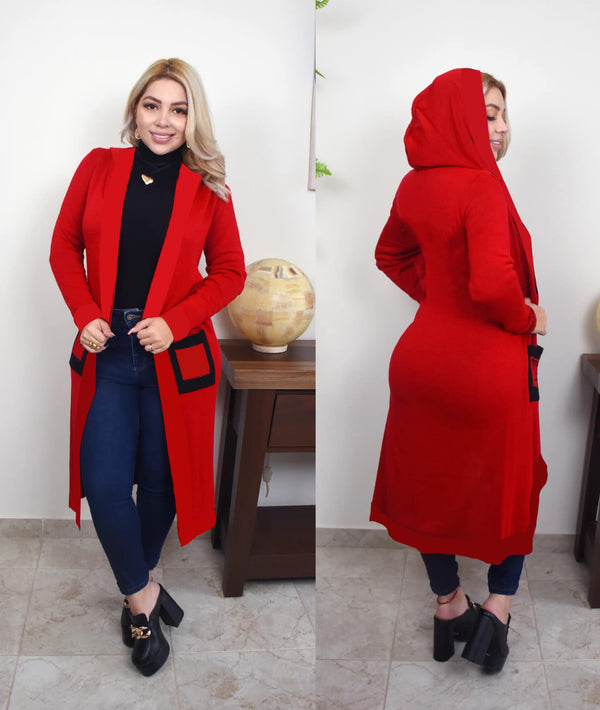 Knitted Hooded Cardigan