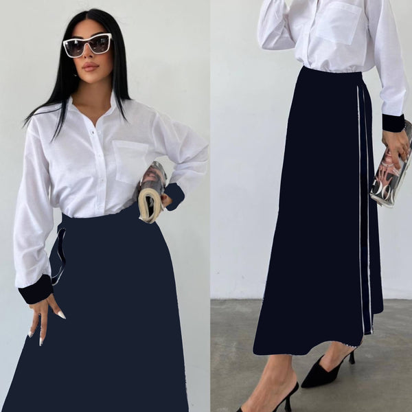 Printed Long-sleeved Skirt Suit