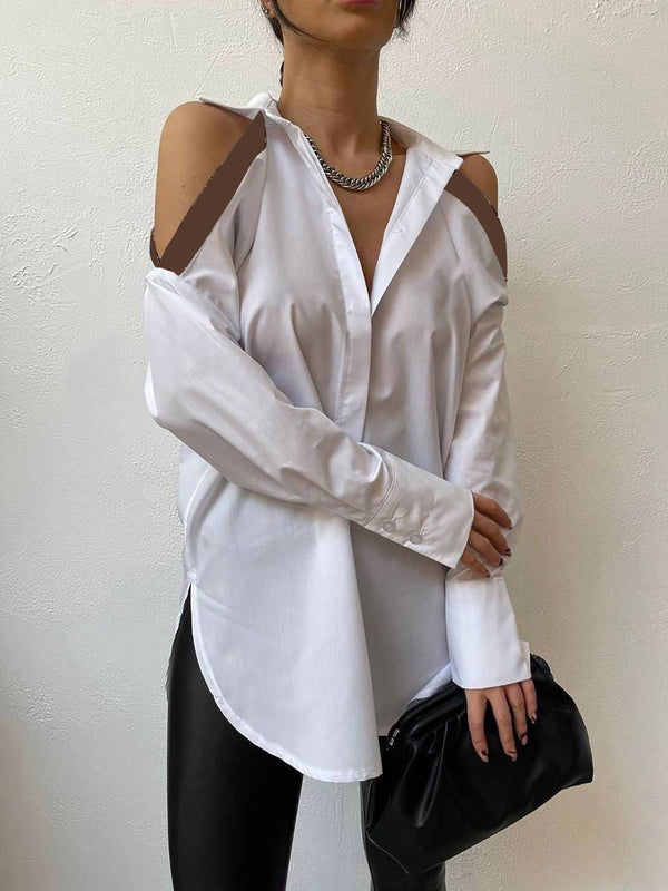 Open Shoulder Loose Shirt