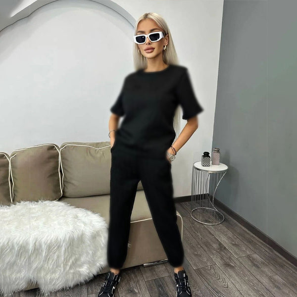 Embroidered Short-sleeved Trousers Set