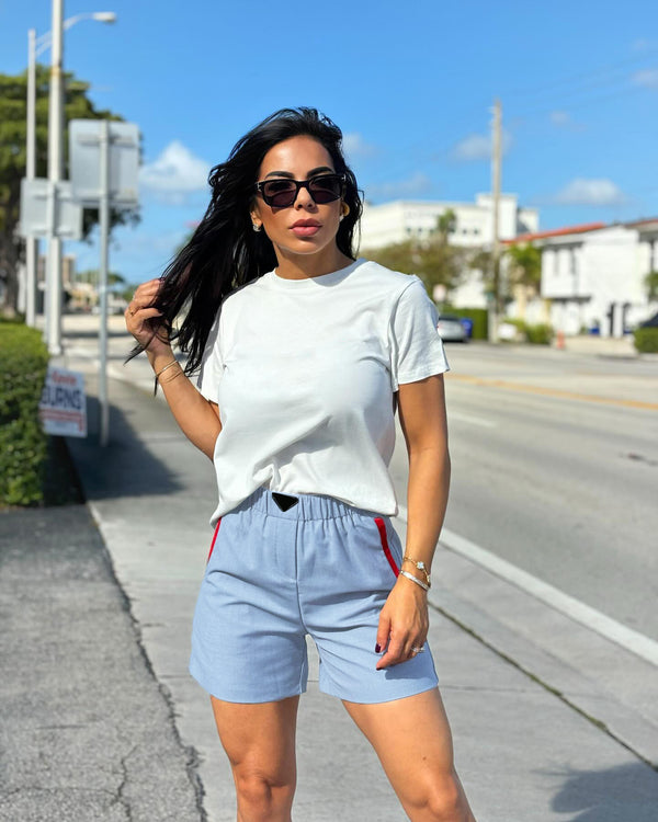 Embroidered Short-sleeved Two-piece Suit