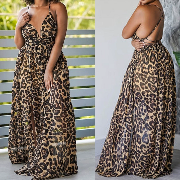 Leopard Print Halter Dress