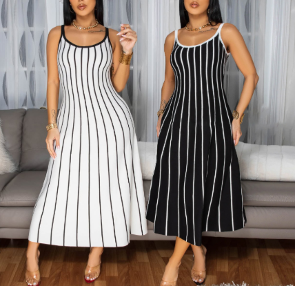 Contrast Striped Maxi Skirt