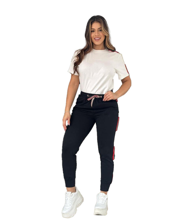 Crown Neck Top + Cuffed Trousers