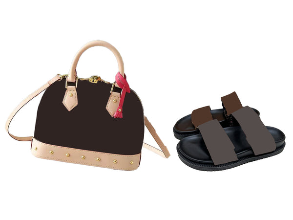 Women's Brown Bag&Slippers Set