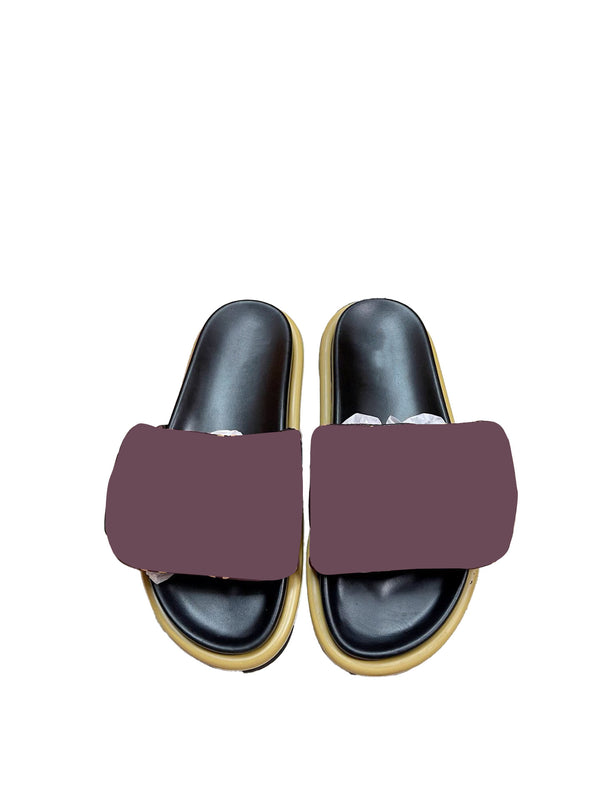 Brown Flower Print Slippers