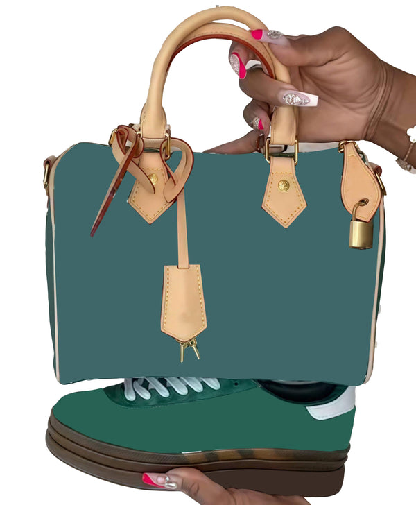 Green Women Bag& Shoes Set