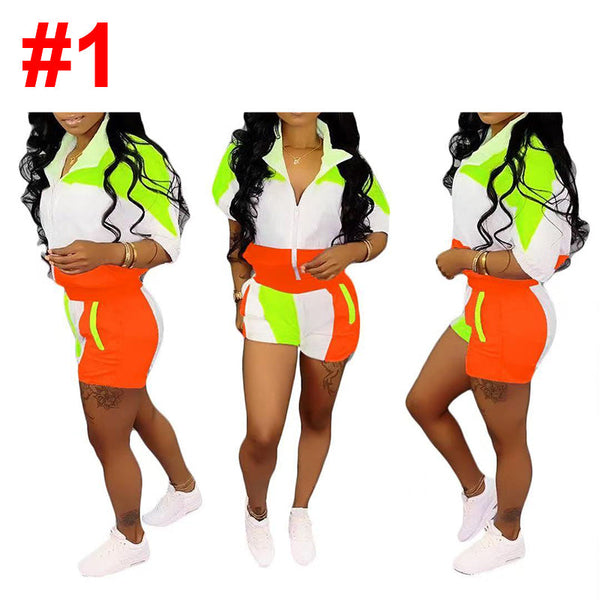 Spliced Hooded Two-piece Suit