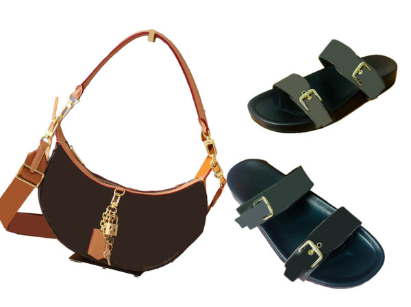 New Brown Printed Bag&Slippers Set