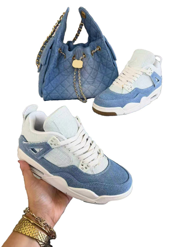 Fashion Light Blue Sneakers&Bag