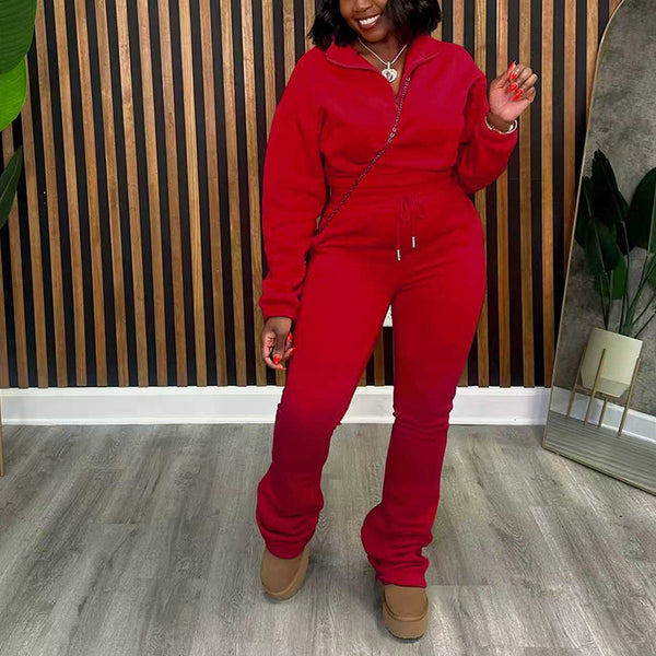 Zippered turtleneck tracksuit