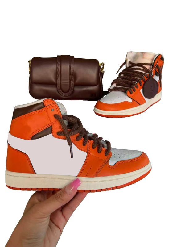 Orange-brown Shoe And Bag Set