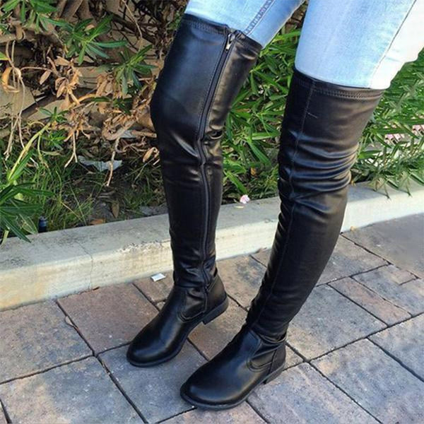 Round Toe Knee-high Boots with Low Square Heels