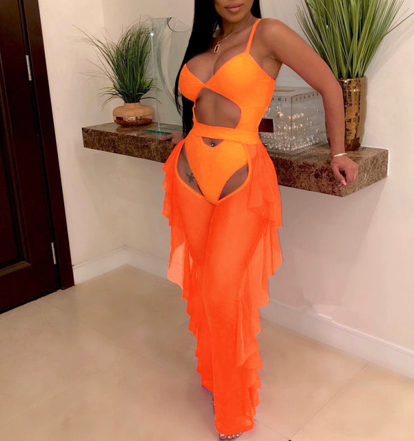 Mesh Swimsuit Two Piece Set