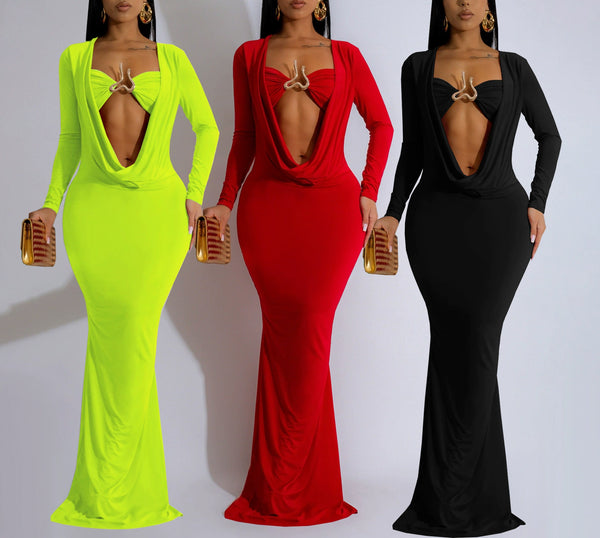 V-neck sexy hip skirt