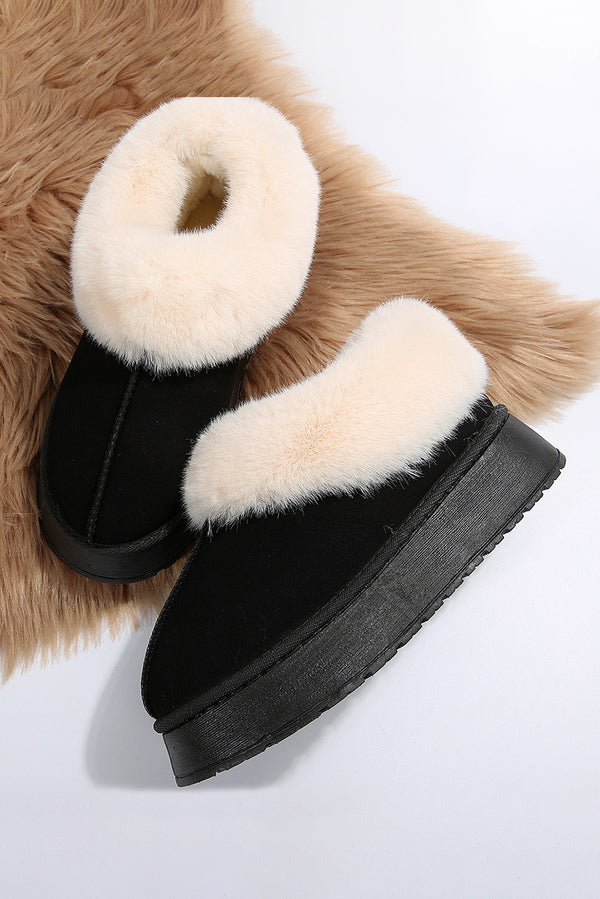 Black Plush Snow Boots