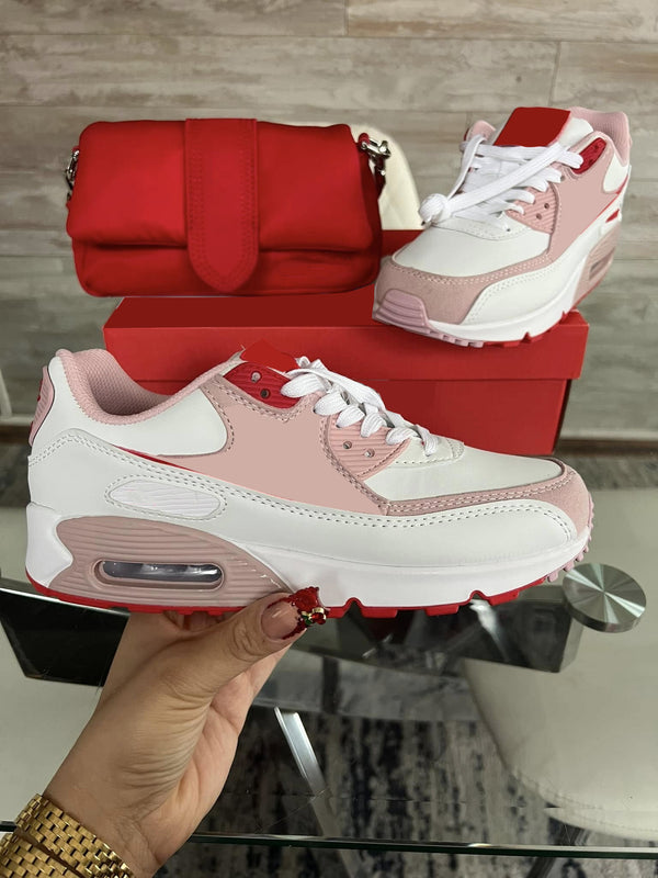 Red And White Shoes & Bag Set