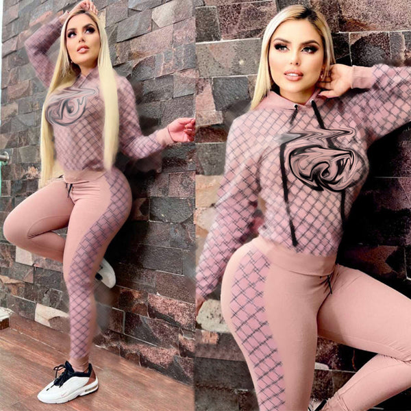 Stylish Printed Two-piece Tracksuit