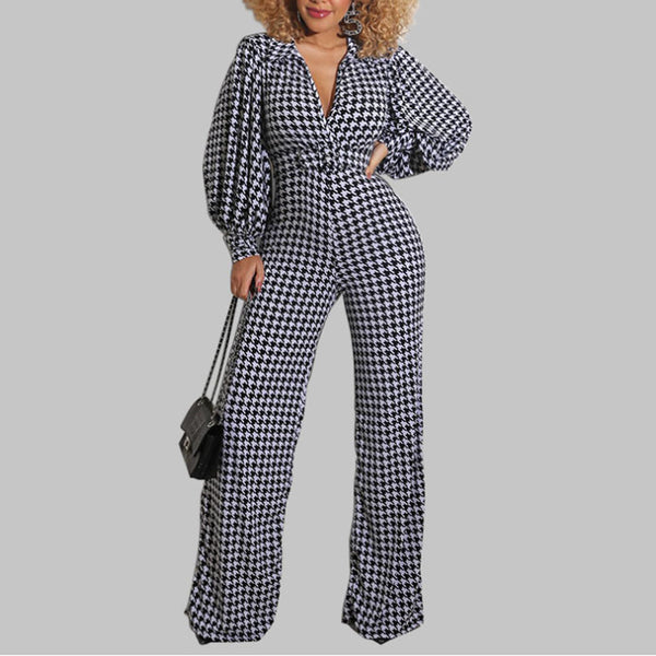 Printed Jumpsuit with Puffed Sleeves