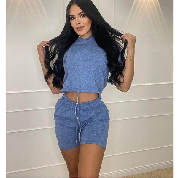 Short-sleeved Lace-up Shorts Suit