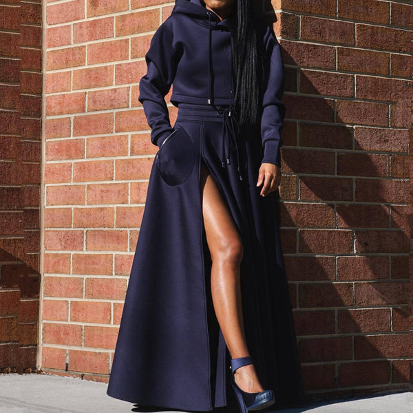 Fashion Hoodie Skirt Two-piece Set