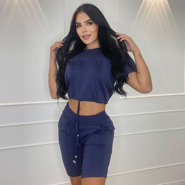 Short-sleeved Lace-up Shorts Suit