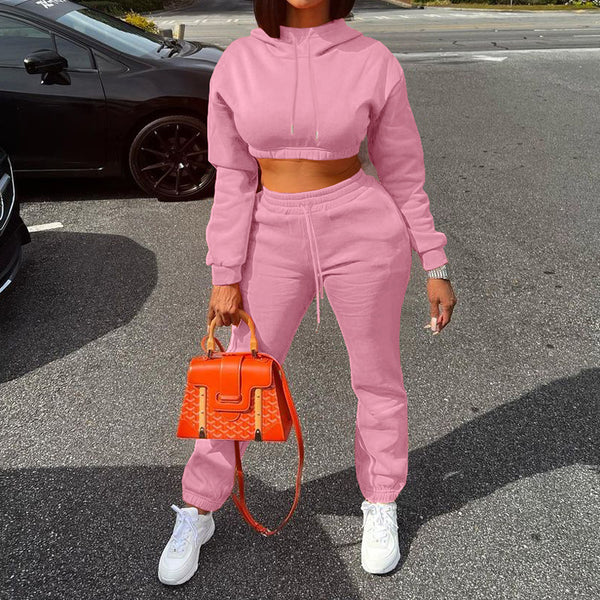 Fleece Hoodie Casual Two-piece Set