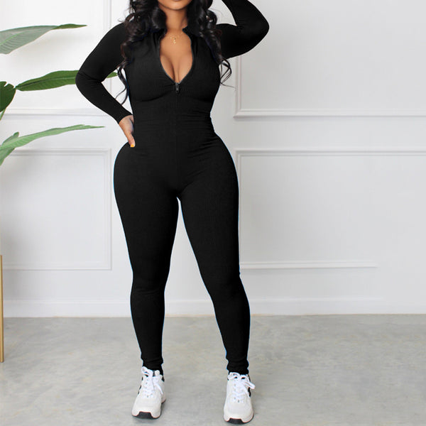 Sport Jumpsuit with Sliver Zipper