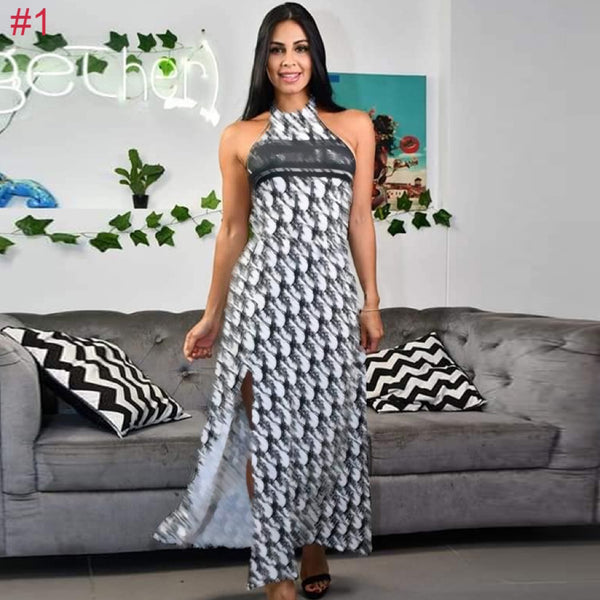 Halter Print Halter Dress