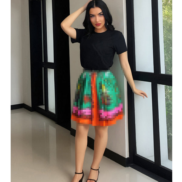 Short Sleeve + Short Pleated Skirt Suit