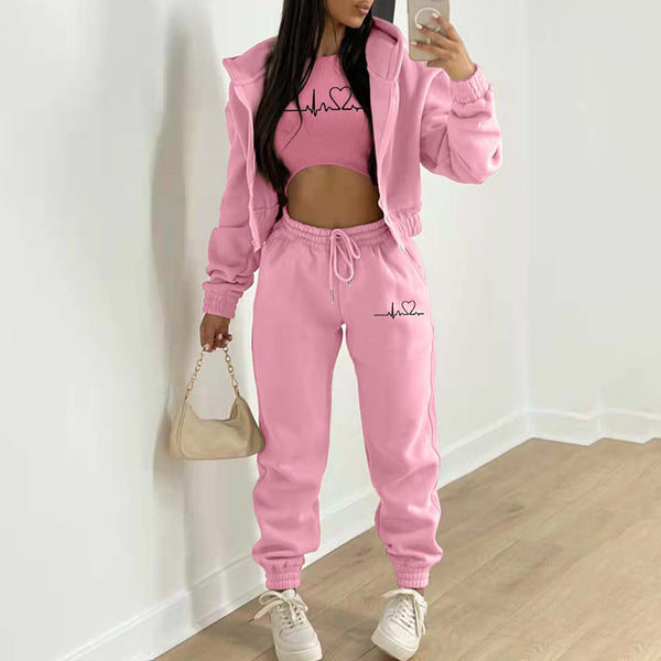 Hoodie Printed Letter Casual Suit (3-piece)
