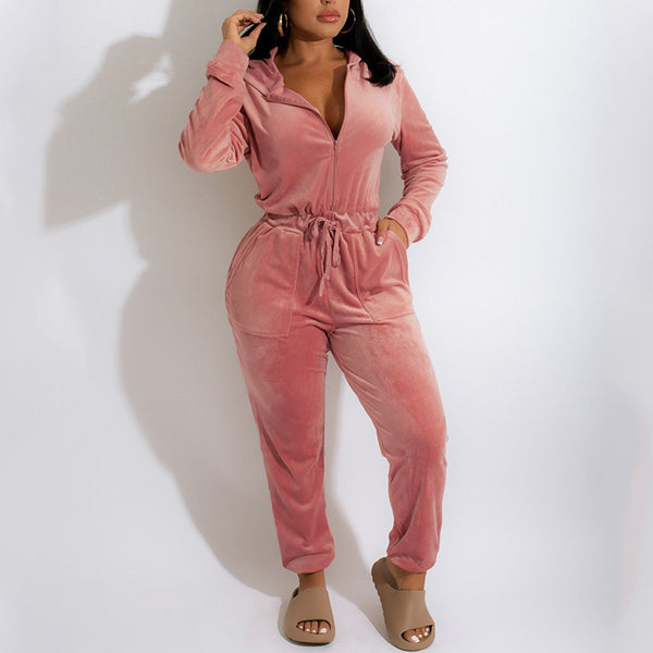 Velvet Long-sleeved Loose Jumpsuit