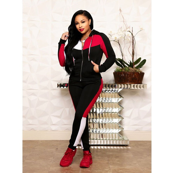 Stylish Patchwork Casual Sports Suit