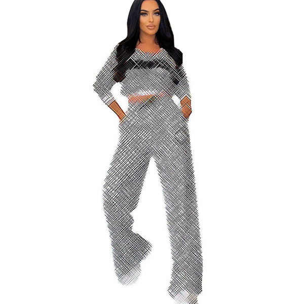 Long-sleeved Wide-leg Pants Two-piece Set