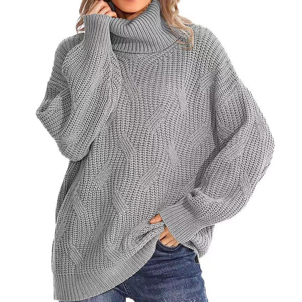 Turtleneck Floral Knit Sweater Pullover